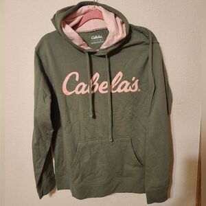Cabela's Army Green And Baby Pink Hoodie